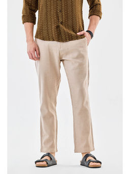 Snitch - Beige Textured Relaxed Casual Trouser for Men