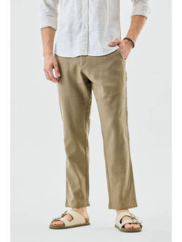 Snitch - Beige Textured Relaxed Casual Trouser for Men