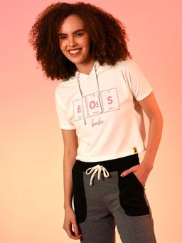 PINACOLADA - Women Graphic Stylish Casual Hooded Crop Top