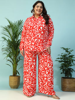 Oxolloxo - Red Floral Printed Co-Ord (Set of 2)