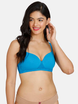 Zivame - Beautiful Basics Padded Non Wired 3-4th Coverage T-Shirt Bra -Methyl Blue