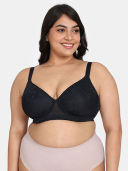 Zivame - True Curv Lightly Lined Wired 3-4th Coverage Super Support Bra-Anthracite