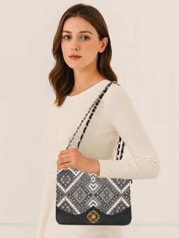 ESBEDA - Black Colour Ethnic Charm Sling Bag For Strap (M)