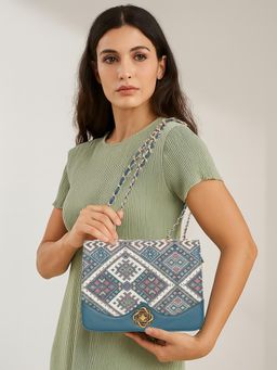 ESBEDA - Blue Colour Ethnic Charm Sling Bag For Strap (M)