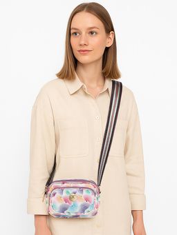ESBEDA - Purple Colour Bloom Print Sling Bag For Strap (S)