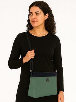 ESBEDA - Green Colour Dual-Tone Striped Sling Bag For Strap (S)