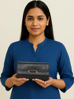 ESBEDA - Black Colour Elegant Refined Finish Wallet For Strap (S)