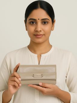 ESBEDA - Beige Colour Elegant Refined Finish Wallet For Strap (S)