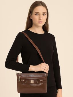 ESBEDA - Tan Colour Classic Structured Buckle Sling Bag For Strap (M)