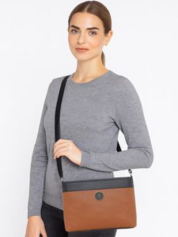 ESBEDA - Tan Colour Dual-Tone Striped Sling Bag For Strap (S)