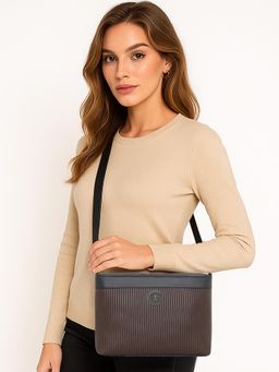 ESBEDA - Brown Colour Dual-Tone Striped Sling Bag For Strap (S)