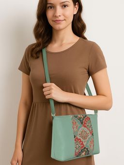 ESBEDA - Pista Colour Ethnic Print Panel Sling Bag For Strap (S)