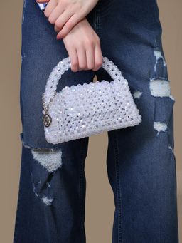 Kazo - Elena Beaded Clutch - White (S)