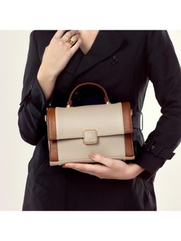 Strokes by Namrata Mehta - Walnut Creme Serena Handbag Cum Sling Bag - Cream