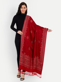 HK colours of fashion - Women Red Woven Design Shawl