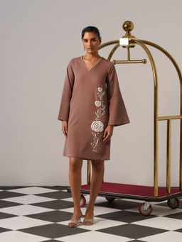 AMOSHI - Women Brown Polyester Mini Dress