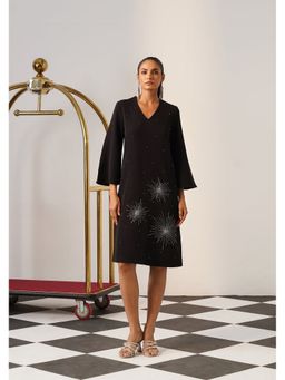 AMOSHI - Women Black Polyester Knee Length Dress