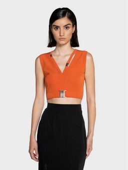 CILVR - Orange Gold Buckles Crop Top