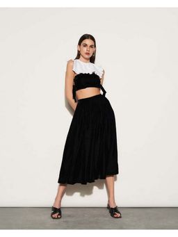 TheRealB - Velvet Tie-Up Blouse with Detachable Collar