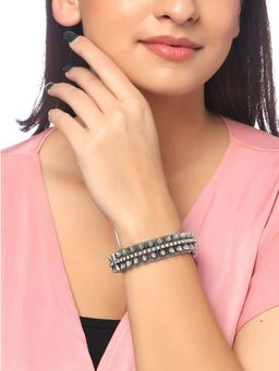 Yellow Chimes - Women Oxidised Silver-Plated Bangle-Style Bracelet