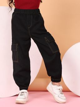 Superminis - Girls Twill Black Joggers for Girls