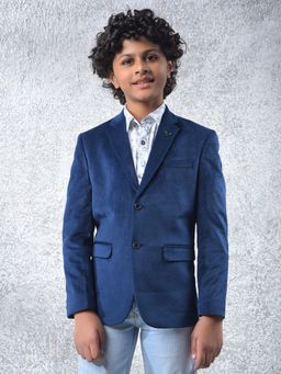 CRIMSOUNE CLUB - Boys Blue Jacquard Single Breasted Blazer