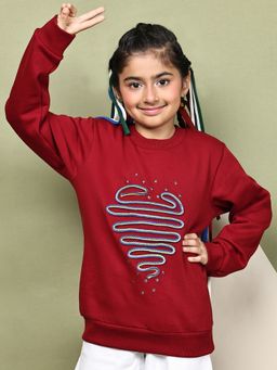 BaawRi - Girls Red Abstract Sweatshirt