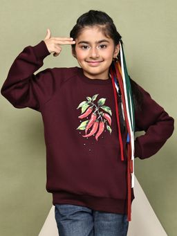 BaawRi - Girls Wine Floral Sweatshirt
