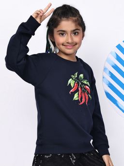 BaawRi - Girls Navy Blue Floral Sweatshirt