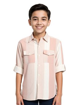 CHARCHIT - Boys Peach Textured Shirt