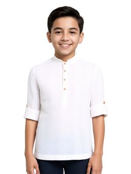 CHARCHIT - Boys White Textured Shirt