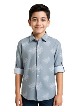 CHARCHIT - Boys Grey Floral Shirt