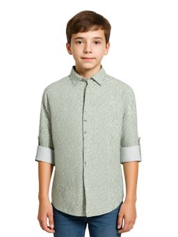 CHARCHIT - Boys Green Geometric Shirt