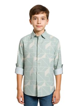 CHARCHIT - Boys Green Geometric Shirt