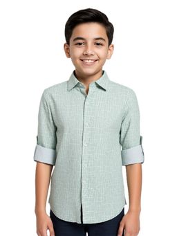 CHARCHIT - Boys Green Geometric Shirt