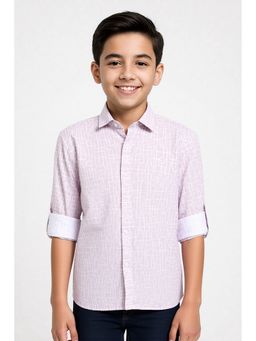 CHARCHIT - Boys Magenta Geometric Shirt
