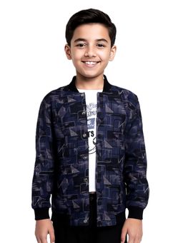 CAVIO - Multi Color Boys Full Sleeves Geometric Print Jacket and T-Shirt