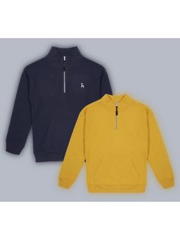 PLUM TREE - Multi Color Boys Solid Half Zipper Sweatshirt