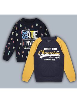 PLUM TREE - Multi Color Boys Multi Color Printed Round Neck Pullover Sweatshirts