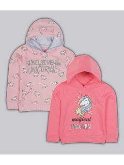 PLUM TREE - Pink Girls Printed Hoodie Sweatshirts