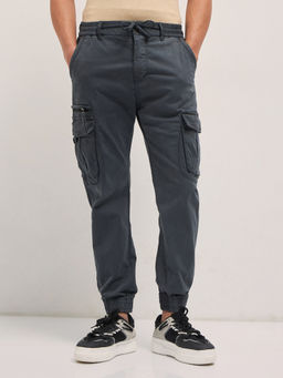 The Bear House - Men Grey Cotton Regular Fit Cargo