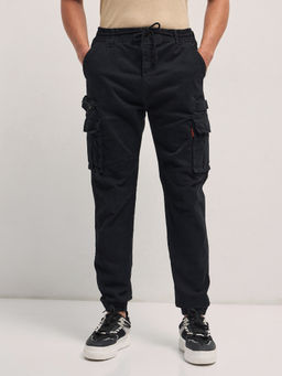 The Bear House - Men Black Cotton Regular Cargo