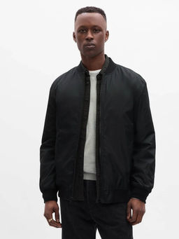 GAP - Black Men's Baseball Collar Bomber Jacket