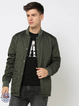 GAP - Olive Men's Baseball Collar Double-Pocket Jacket