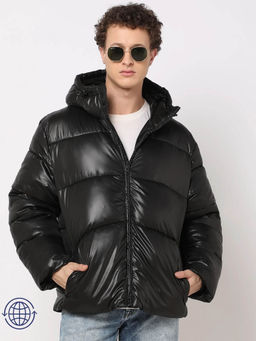 GAP - Black Men's Hooded Padded Puffer Jacket