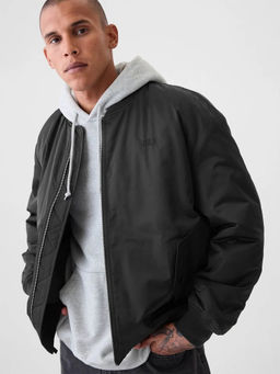GAP - Black Men's Baseball Neck Bomber Jacket
