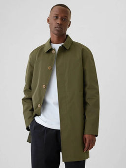 GAP - Olive Men's Spread Collar Coat with Slit Pocket