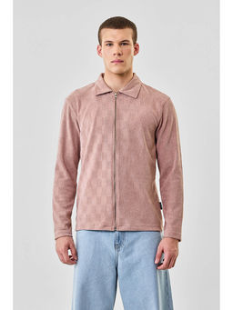 Snitch - Pink Textured Full Sleeves Slim Casual Jacket for Men
