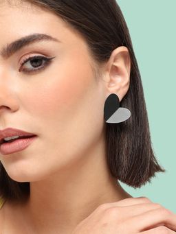 Sohi - Gold Plated Casual Designer Stud for Women-Black