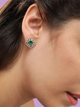 Sohi - Gold Plated Party Designer Stone Stud for Women-Green
